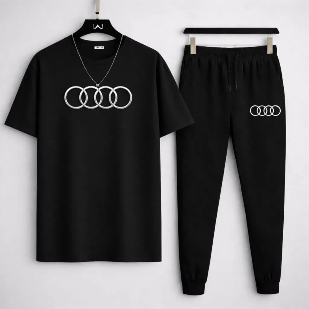Men Audi Logo Track Suit Blue Cotton Slim Fit