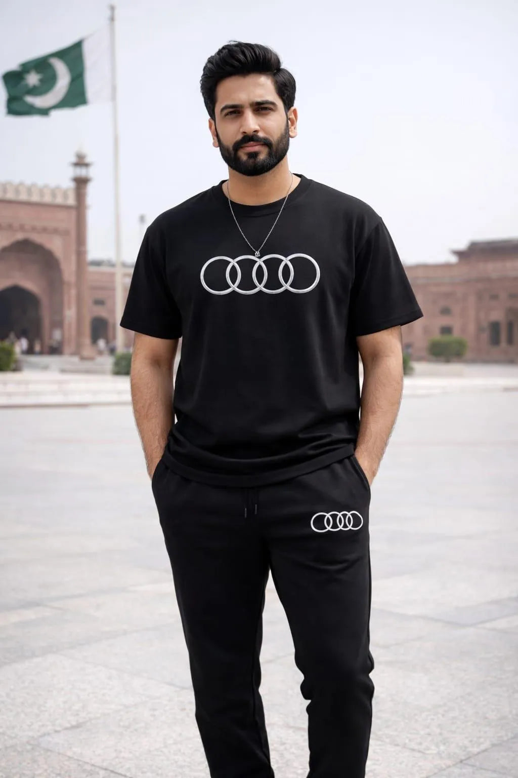 Men Audi Logo Track Suit Blue Cotton Slim Fit