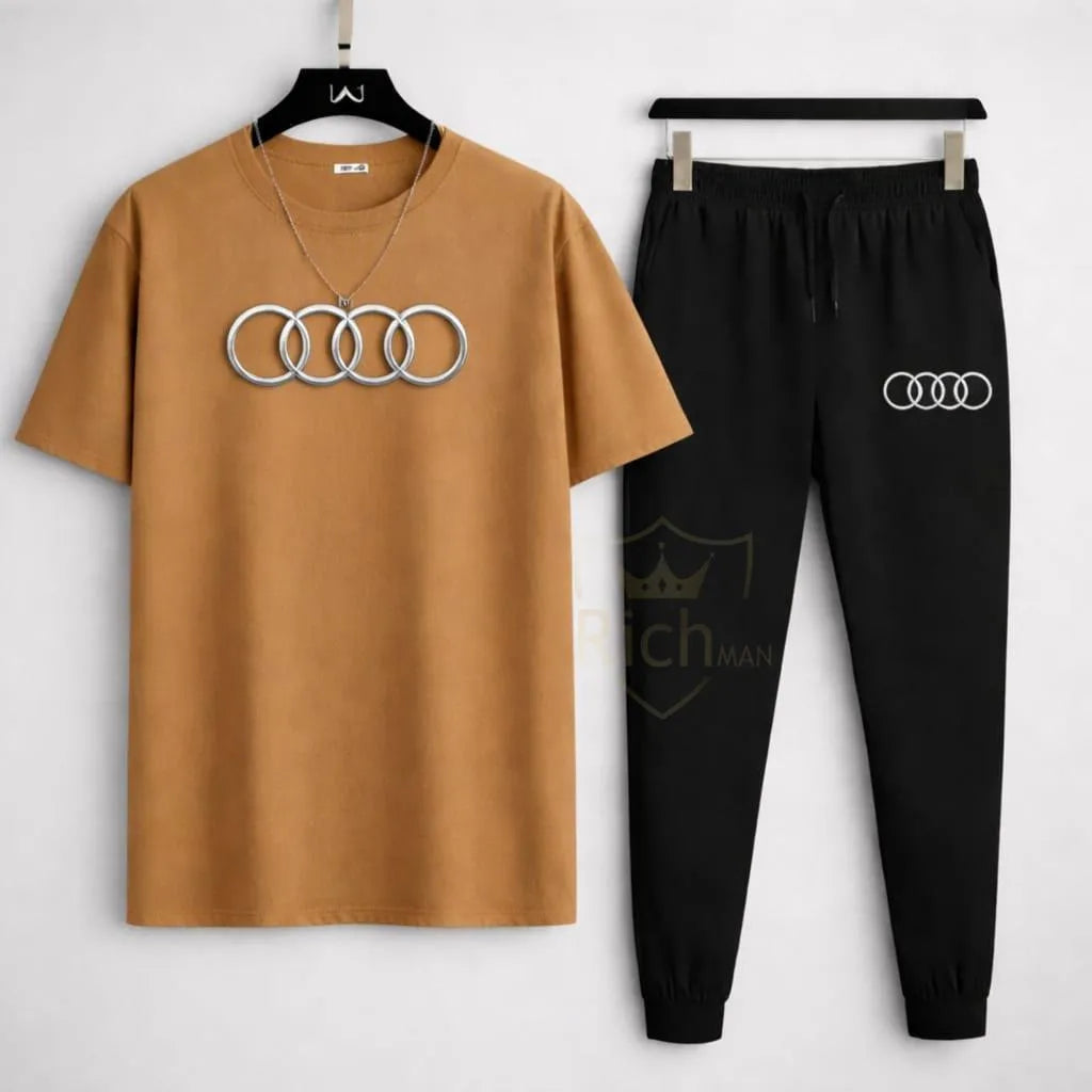 Men Audi Logo Track Suit Blue Cotton Slim Fit