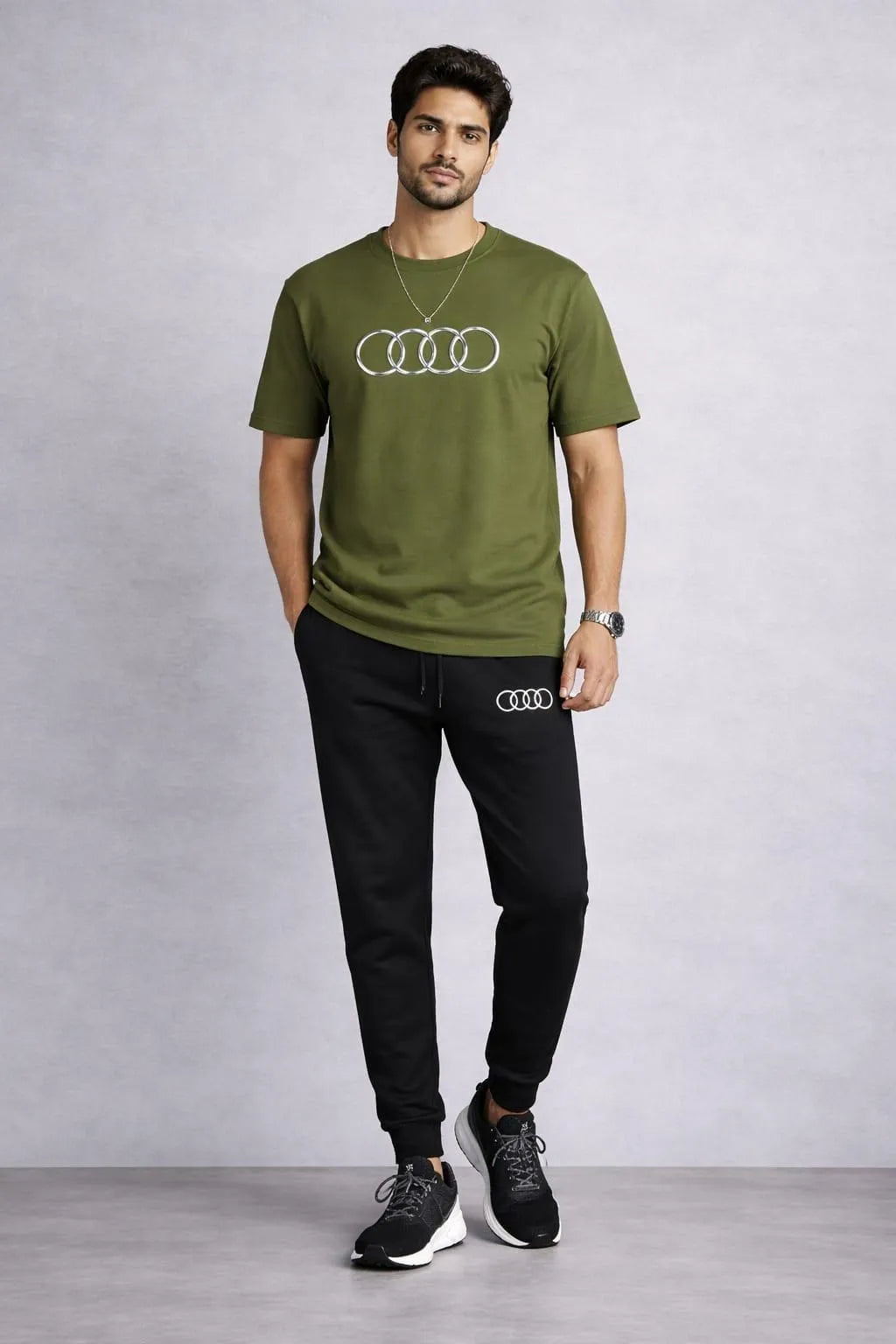 Men Audi Logo Track Suit Blue Cotton Slim Fit