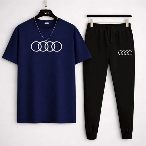 Men Audi Logo Track Suit Blue Cotton Slim Fit