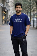 Men Audi Logo Track Suit Blue Cotton Slim Fit