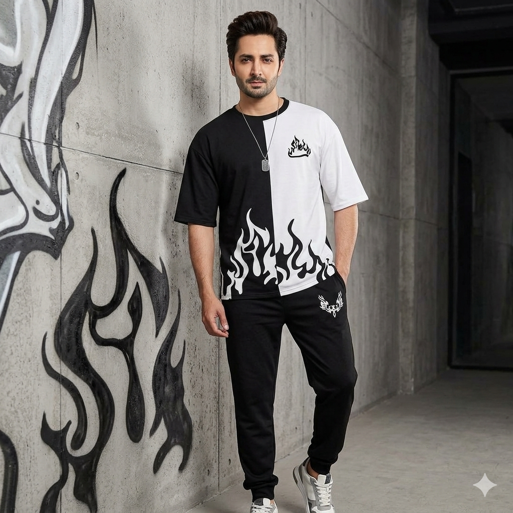 Men's Printed Track Suit Flame Design