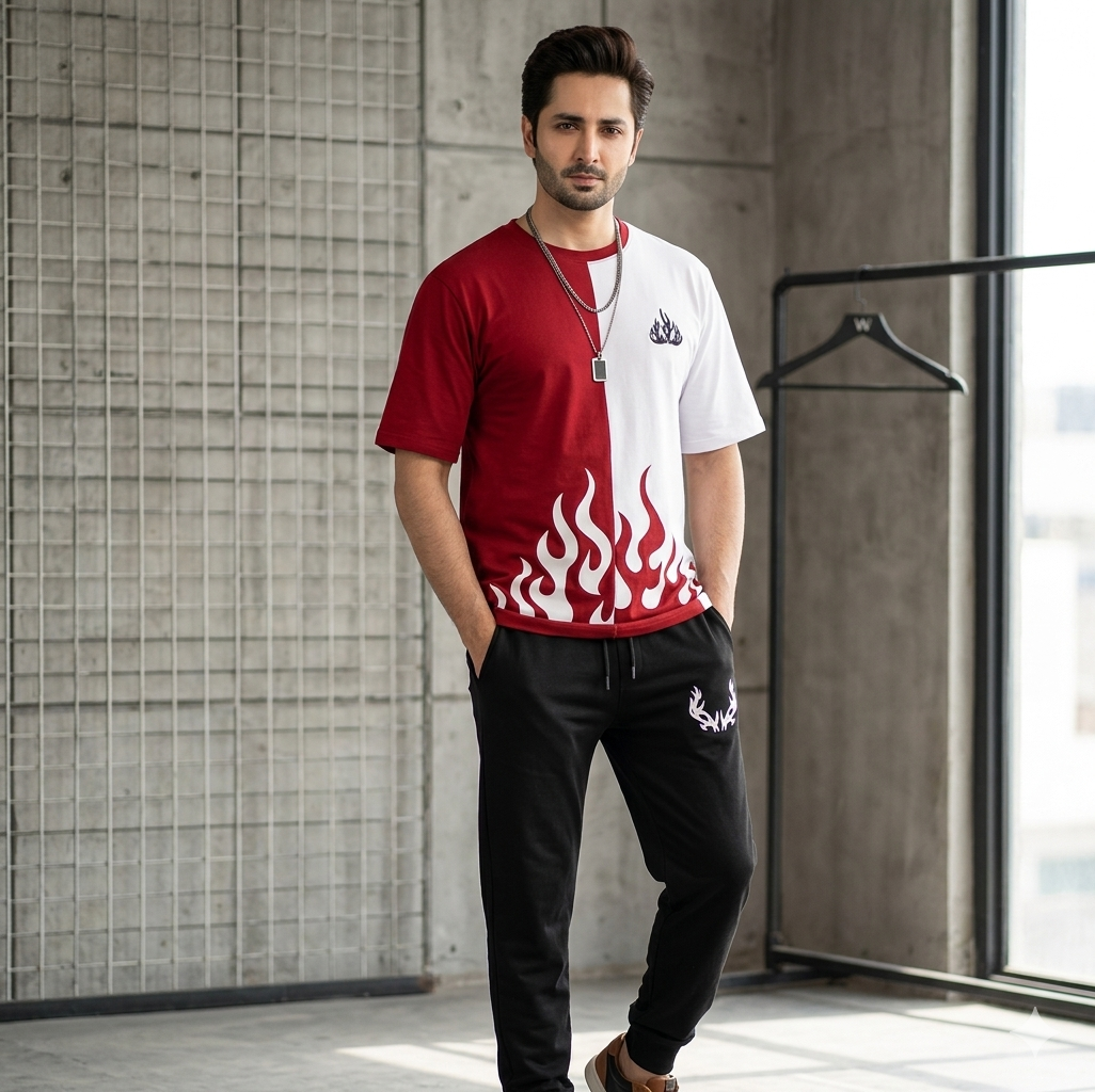Men's Printed Track Suit Flame Design