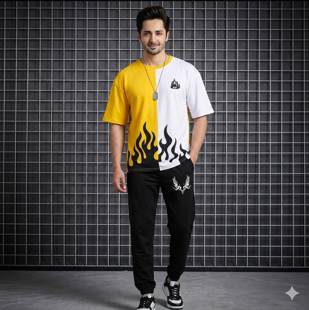 Men's Printed Track Suit Flame Design